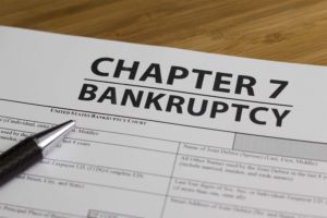 Close-up of bankruptcy papers